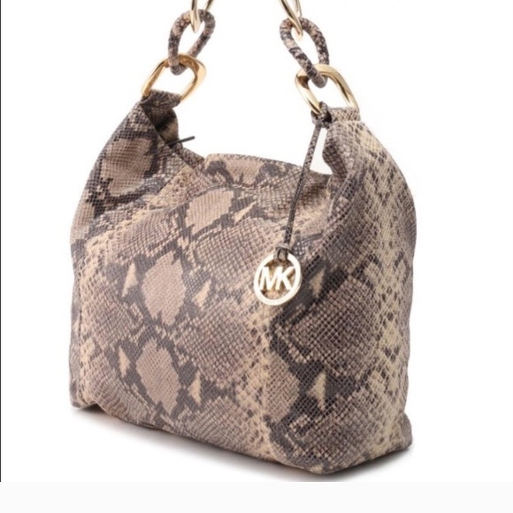 Michael Kors Python Pattern Shoulder Bag - Brown … - image 1